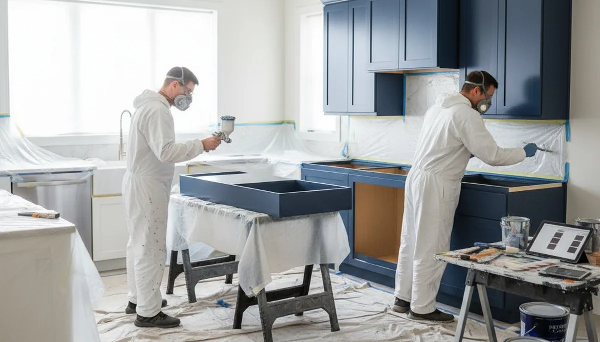 San Jose, CA cabinet painting service for durable kitchen cabinet refinishing with a smooth, professional finish