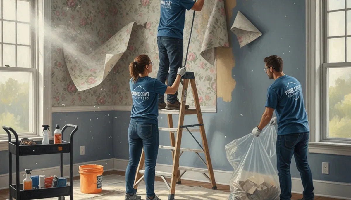 San Jose painter removing wallpaper for residential wall prep in San Jose, CA